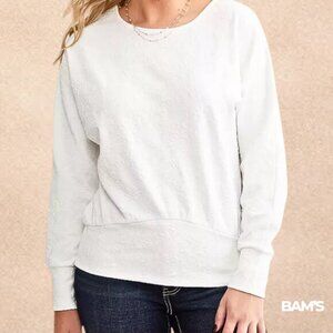 Daytrip by Buckle White Dolman Sleeve Textured Top | Size Small